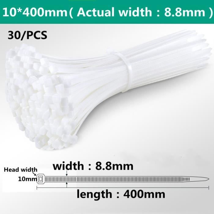 300 Attaches Câbles Autobloquantes En Nylon – 80 X 1,8 Mm – Blanches – Lot Pratique