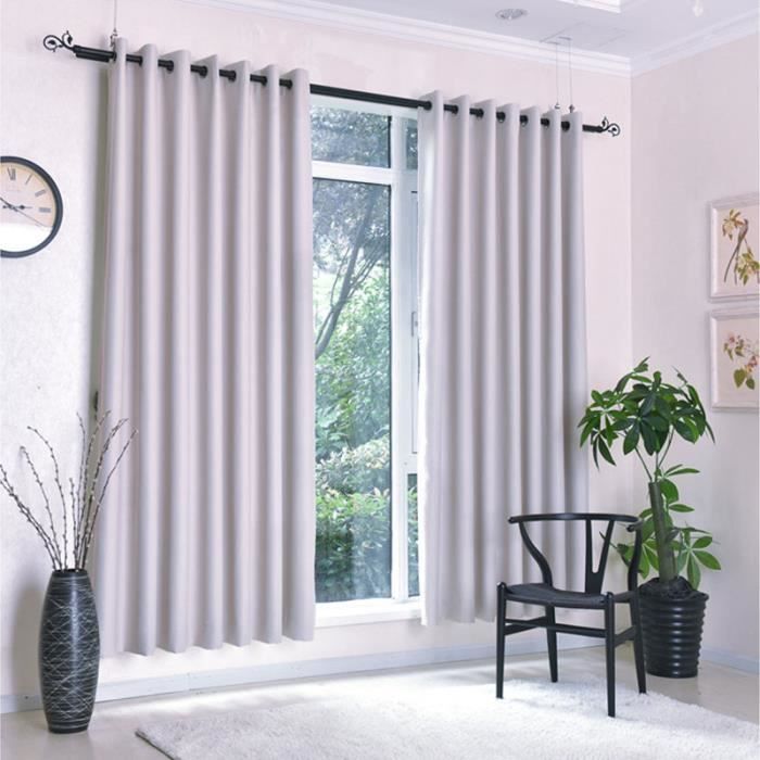 Double Rideaux Occultant A Åillets Effet Soie 140x180cm Blanc Gris Couleur Unie Rideaux Thermique Isolant Pour Chambre Salon Achat Vente Rideau Cdiscount
