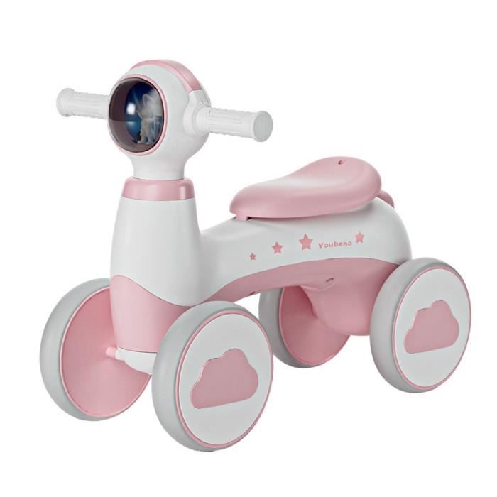 Draisienne Bébé 1 An - Vélo D'équilibre 4 Roues Avec Lumières, Siège Souple, 12-24 Mois - Cadeau Premier Anniversaire