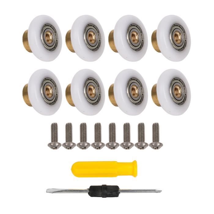 Lot De 4 Poulies à Roulement Pour Porte Coulissante En Verre De 5 Mm - Acier Inoxydable, Double Roulement, Dimensions 59,5 X 15,5 X 23 Mm - 7