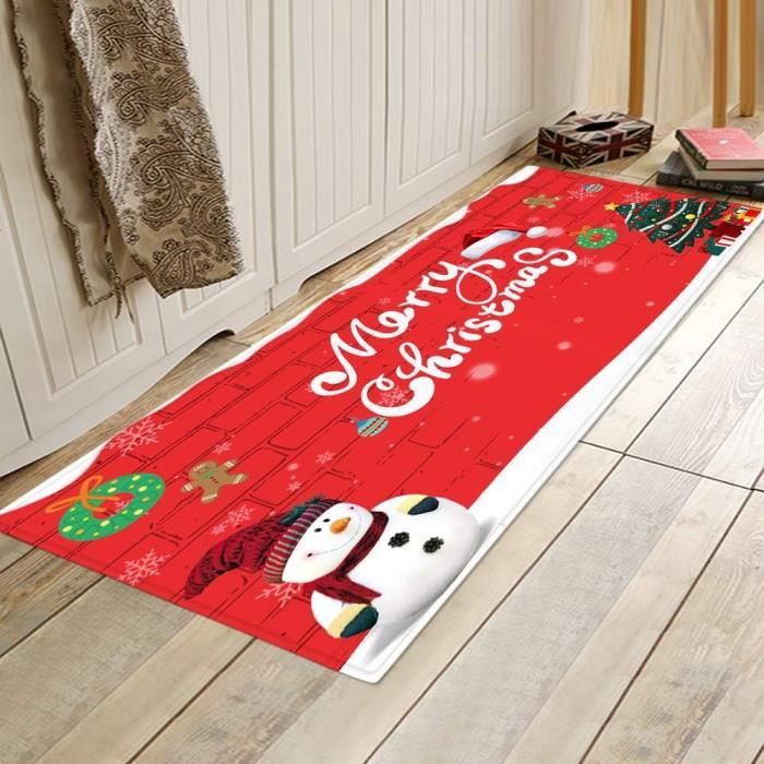 Tapis de Noël rond - Flocon de neige rouge