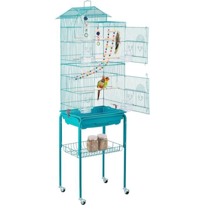 Cage à Oiseaux En Rotin Carbonisé – 24x21,5x21 Cm, Pour Chardonnerets Et Zostérops, Avec Mangeoires Amovibles - 4