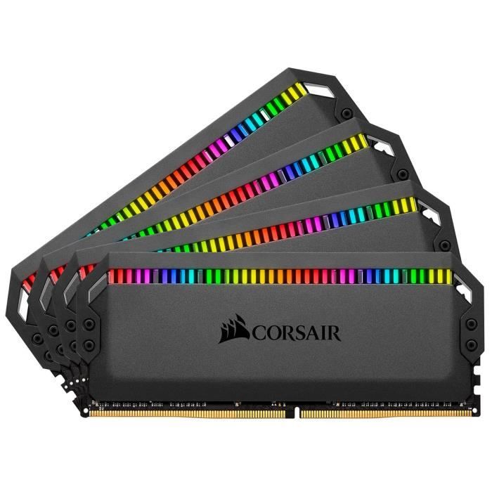 CORSAIR Dominator Platinum RGB - DDR4 - kit - 32 Go: 4 x 8 Go - DIMM 288  broches - 3600 MHz / PC4-28800 - CL18 - 1.35 V - mémoire sans tampon - non  ECC - blanc