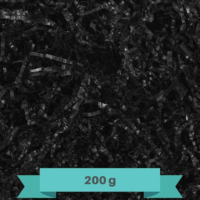 Creative Deco 200g Frisure Papier Déchiqueté Papier Kraft Noir | Papier Cadeau Noel | Frisure Emballage | Remplissage Boite Cadeau