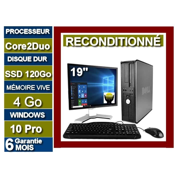 Pc Complet Bureau Avec Un Ecran 19 Pouce Destop Dell 380 Intel Pentium Dual Core Ram 4 Go Ssd 120 Go Win7 Pro Prix Pas Cher Cdiscount