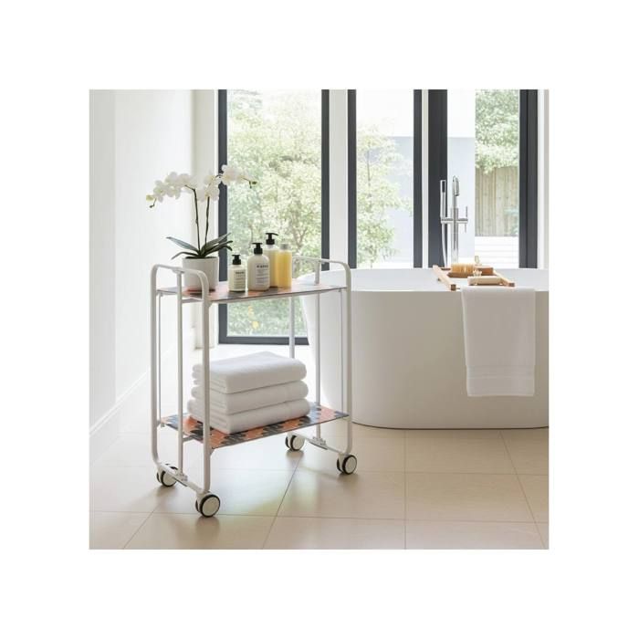 Desserte pliante BAUHAUS avec roulettes Structure blanche 2 niveaux 4 positions DON HIERRO. 8787 Desserte pliante BAUHAUS avec roulettes Structure blanche 2 niveaux 4 positions DON HIERRO. 8787