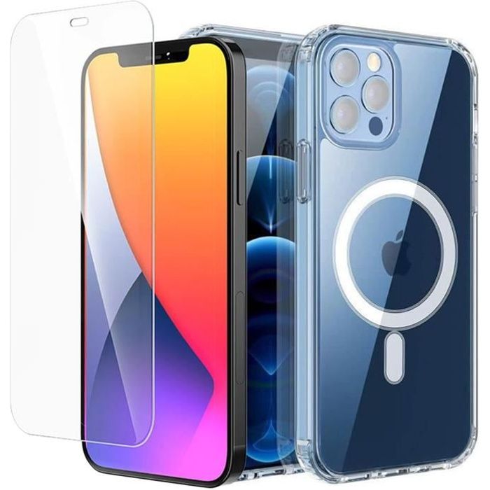 Coque Pour iPhone 13 Pro avec Cercle Magnétique + 2 Verres Trempés Vitre Protection Ecran Transparent E.F.Connection