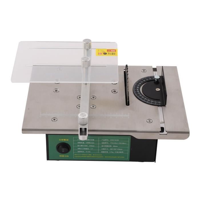 Mini Scie Circulaire De Table 96W – Précision 0-15 Mm Réglable, 4 Lames Incluses (Bois, Métal, Diamant, Résine), Idéal Bricolage, Modélisme, Découpe Bois & PCB