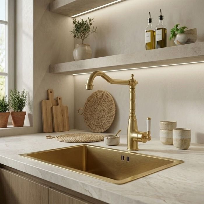 Leeds Mitigeur de cuisine - Or brossé - Essebagno