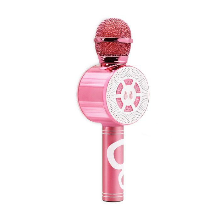 JONRRYIN Micro Karaoké Enfant Avec Lumières LED Disco – Enceinte Bluetooth Portable Avec 2 Micros Sans Fil, Effets Vocaux Rigolos, Idée Cadeau Anniversaire Fille Garçon (Rose)