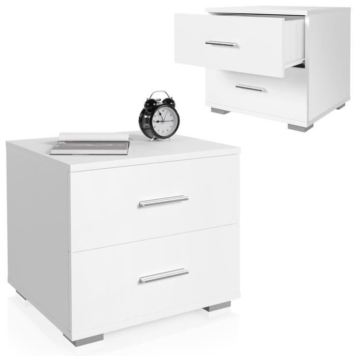 table de chevet - miadomodo® - lot de 2 - 40x40x35 cm - blanc - 2 tiroirs - mdf mélaminé