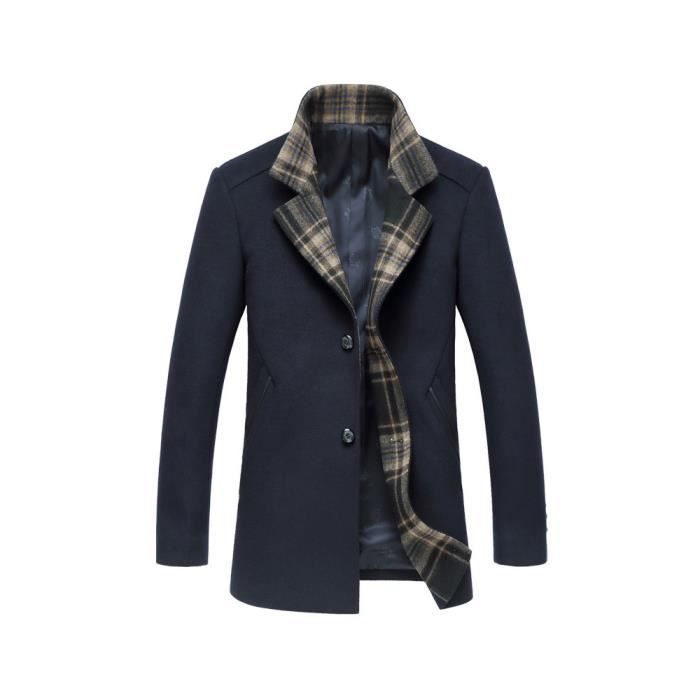 Pardessus homme hiver branch?� ajust?� europ?�en Bleu Bleu - Cdiscount Pr??t-?�-Porter