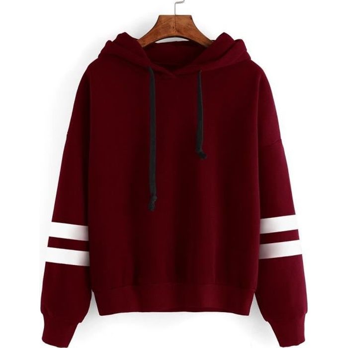 Sweatshirt Femme Bordeaux Rayures Velours Grande Taille Automne Hiver Rouge Cdiscount Pret a Porter
