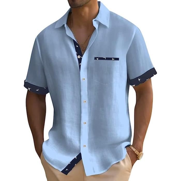 Chemise manche courte homme lin outlet