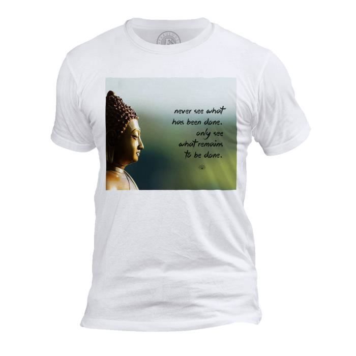 T Shirt Homme Col Rond To Be Done Citation Inspirante Anglais Bouddha Bouddhisme Bien Etre Spiritualite Blanc Cdiscount Pret A Porter