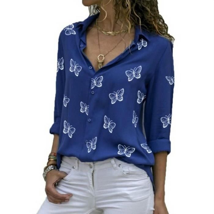 Blouse à Boutons Imprimée Mode