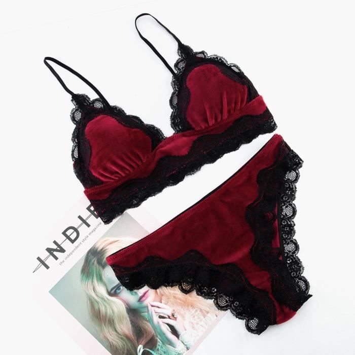 Femmes Sexy Dentelle Lingerie Velours Pyjamas Ensemble Bodydoll Vetements De Nuit Soutien Gorge Sous Vetements LHL90412771RDM Rouge Cdiscount Pret a Porter