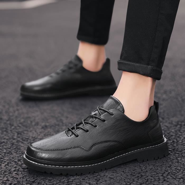 Basket homme WH Haut qualite Classique mode respirant uni tete ronde Noir Cdiscount Chaussures
