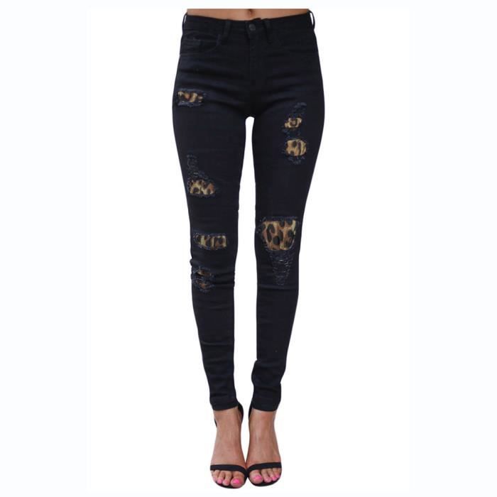 Jean troué hot sale femme noir