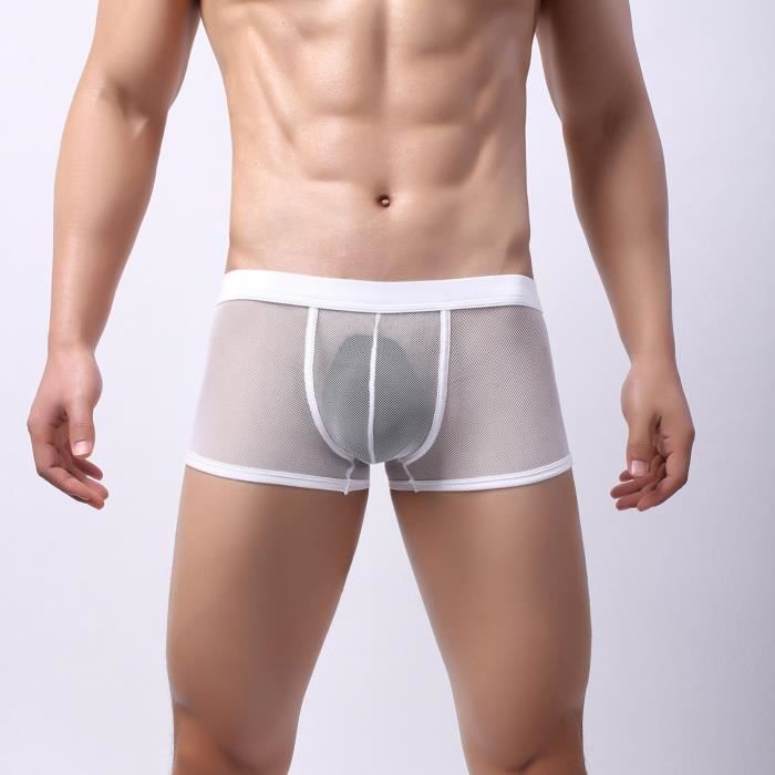 Boxer-shorty transparent en maille pour homme - Darkgray [A2] Blanc