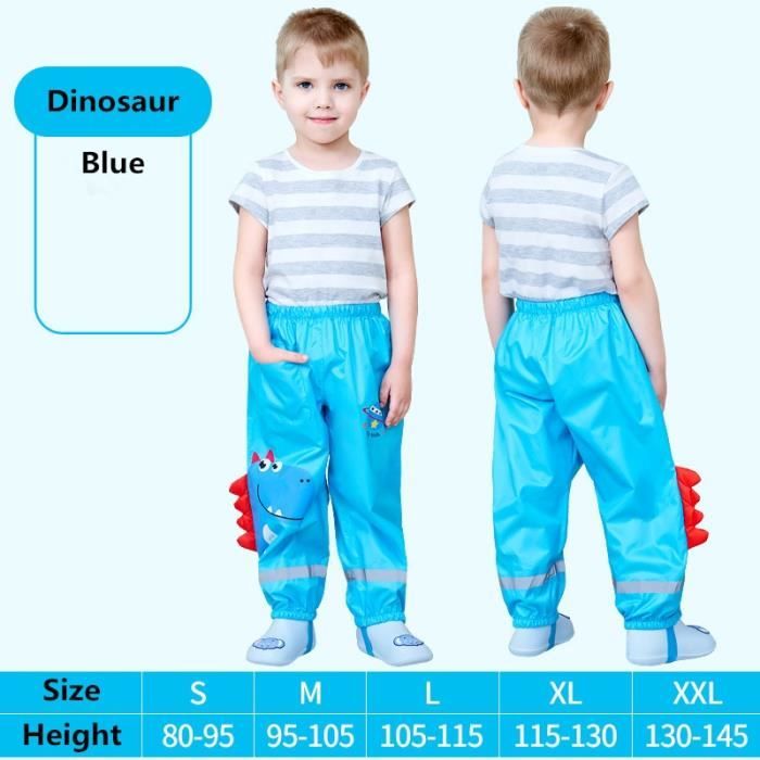 Salopette De Pluie Imperméable Enfant - Bretelles Réglables, Bandes Réfléchissantes - Taille S à XL (2-6 Ans)
