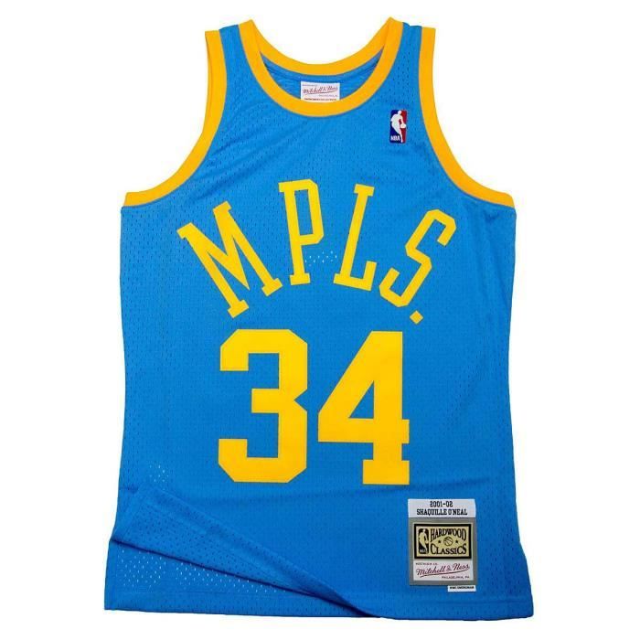 Maillot Los Angeles Lakers Shaquille O neal bleu jaune S Bleu
