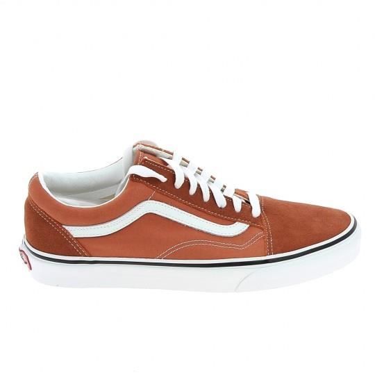 Baskets Mode Sneakers Hommes VANS Old Skool - Orange - Lacets - Plat