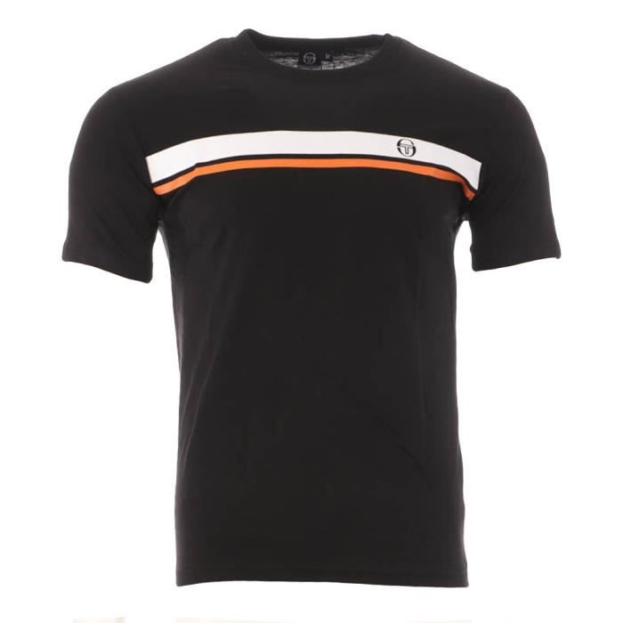 T-shirt Noir/Orange Homme Sergio Tacchini Stripe A