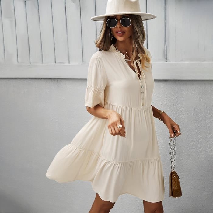 Robe femme chic et elegant Sexy Romantique Vacances à la plage Beige kekongji Beige