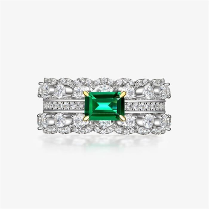 Argent Sterling Zircon Cubique Carré Fiançailles & Mariage Bague Parure