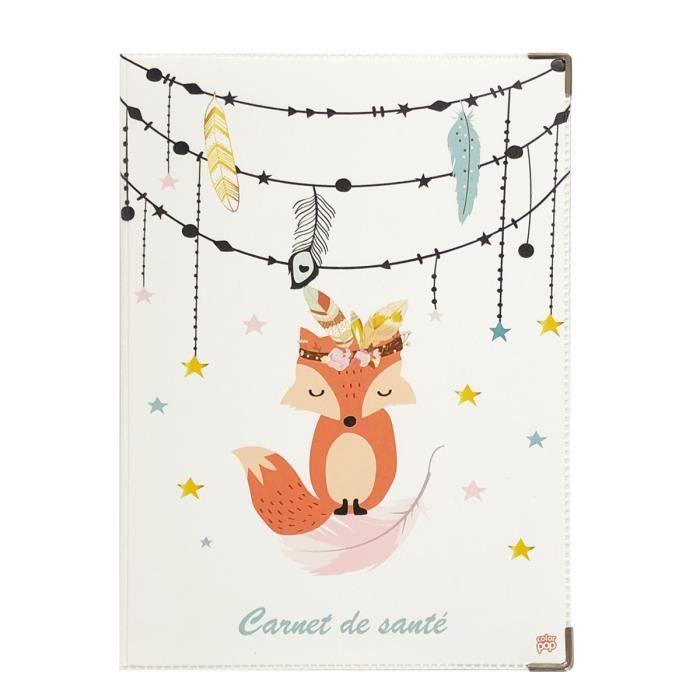 Protège carnet santé couleur motif renard boheme enfant Color Pop 22 x 16 cm - France
