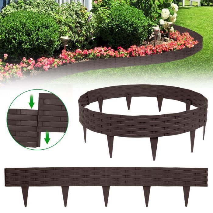 Bordure De Pelouse En Plastique - 5 M - Aspect Rotin - Pour Décoration