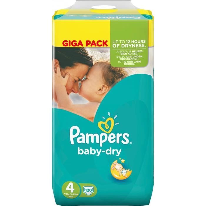 Couches Bébé Baby-Dry Taille 8 17+kg PAMPERS : le paquet de 29 couches à  Prix Carrefour