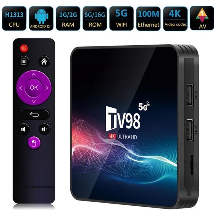 Boitier iptv TV98 H616 WiFi double bande Android 12 Allwinner H313 Quad Core ARM Cortex A53 2