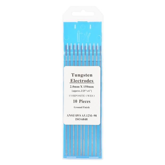 ELCAN Professional TIG soudage tungstène différentes couleurs, électrodes de soudage pour torche TIG 1,0 1,6 2,0 2,4 3,2 mm, 10 unités - Dimensions : 2,0 x 175 mm