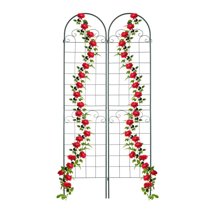 Grilles tuteur plantes, set de 2, HxL 180x50 cm, en métal, treillis autonome pour fleurs, à planter, noir, Relaxdays | Leroy Merlin