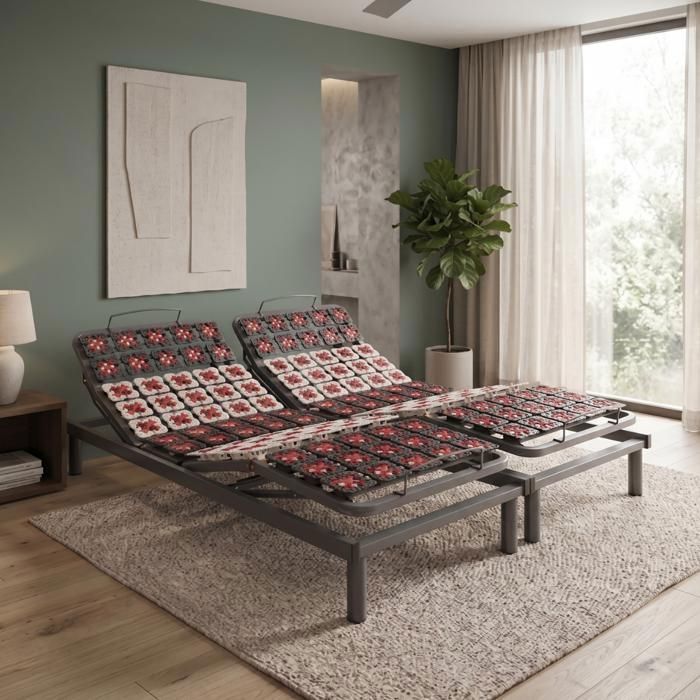 Sommier Relaxant Electrique by Sampur 100% Plots Ergonomiques 2x90x200 cm Literie de Relaxation Electrique Encastrable