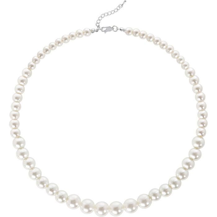 Collier Ras De Cou élégant - Perles Imitation Blanches, Pour Femmes Et Hommes