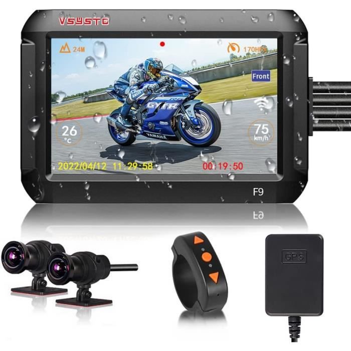 Dashcam Moto 2K Impermeabile IP66 Con Scheda 64GB Inclusa, Videocamera WiFi Con APP, Registrazione In Ciclo E Installazione Senza Fori