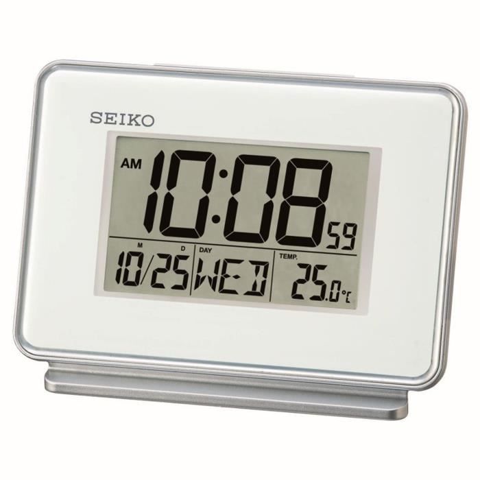 Reveil De Voyage Seiko Digital Plastique Blanc Qhl068wn Achat