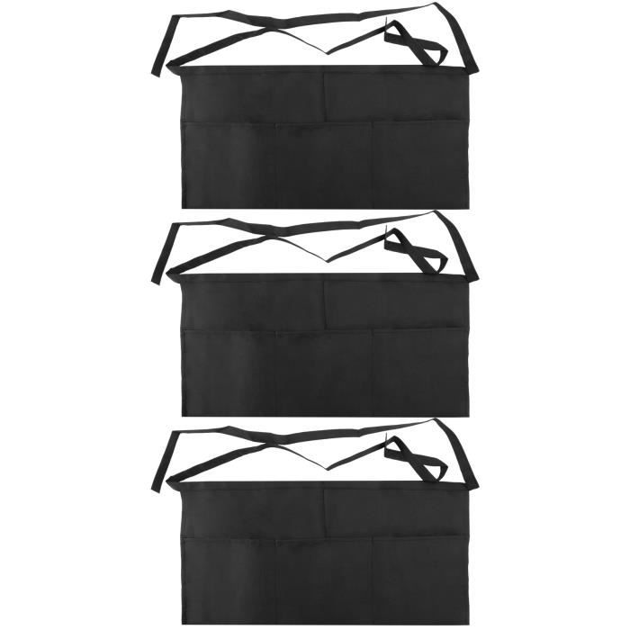 Pack De 3 Tabliers Cuisine Unisexe UILYNIU - Poches Pratiques, Sangle Réglable Noir