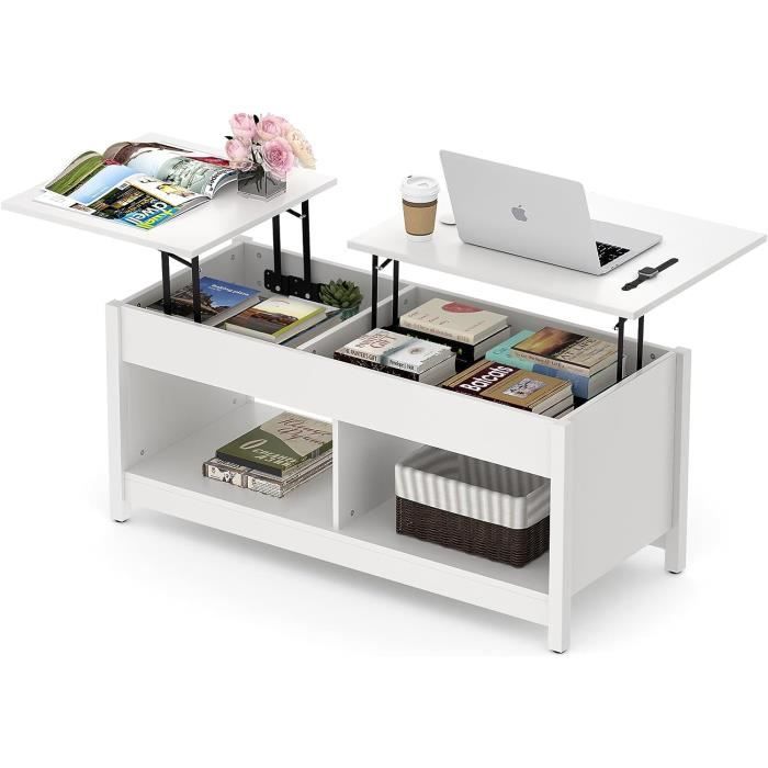 VOWNER Table Basse Relevable, Table de Canapé Moderne en Bois avec ...