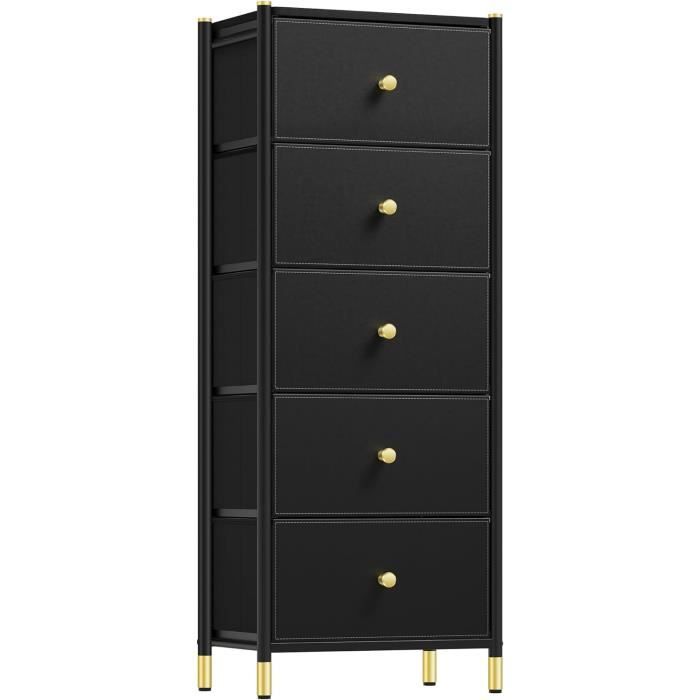 Commode 7 Tiroirs En Tissu Froadp - Rangement Salon/chambre - Gris Lin - Dimensions 98x29x84 Cm - Montage Facile