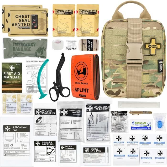 Kit De Premiers Secours Garrot Tactique - Bandage Israélien 2x, Garrot, Gaze 12m - Pour Randonnée, Camping, Urgences