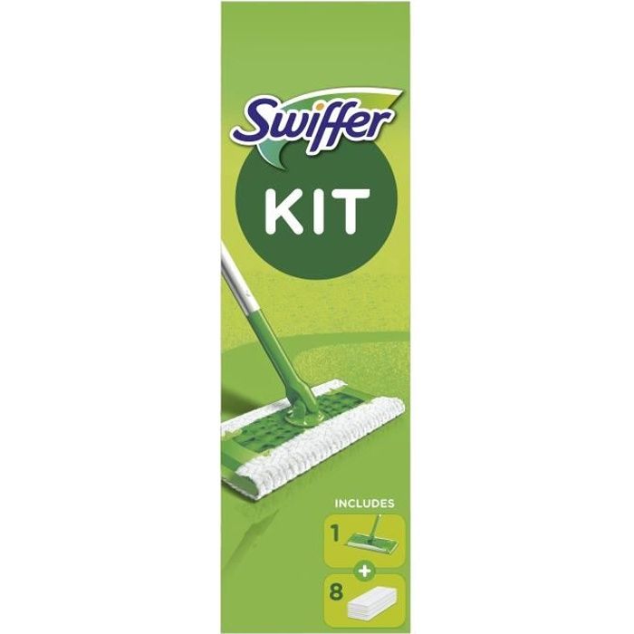 Kit balai Swiffer avec 8 lingettes sèches et 3 lingettes