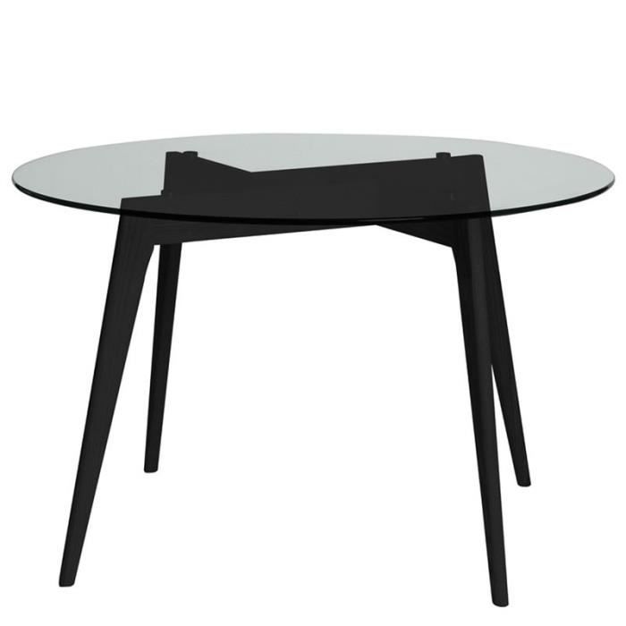 Table De Repas Ronde Verre Noir Samba L 120 X L 120 X H 76