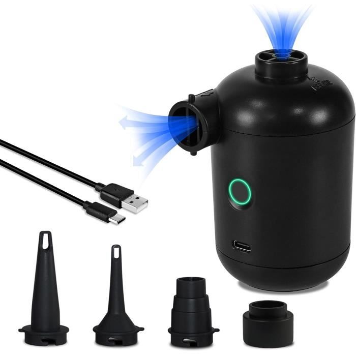 Mini Pompe électrique Portable – Gonflage/dégonflage, 2400 MAh, Lumière LED, 4 Buses, Pour Matelas Et Piscine