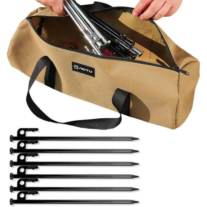 NAKIHOUSE Lot De 2 Piquets Tente Télescopiques Aluminium 40-200cm Avec Sac - Bâche, Voile Ombrage, Camping - Noir