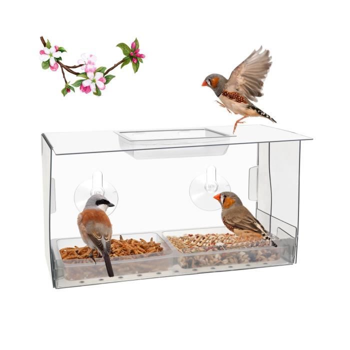Comparer les prix de Mangeoire à oiseaux - V GEBY - Mangeoire à oiseaux de fenêtre avec ventouses puissantes - Acrylique - Extérieur