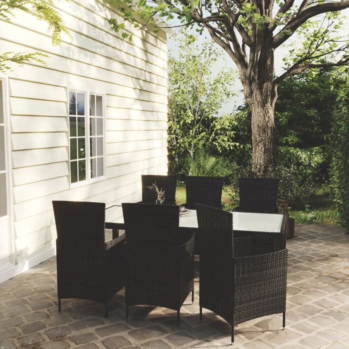 vidaXL Salon de jardin avec coussins 7 pcs résine tressée 3266379 - vue 8